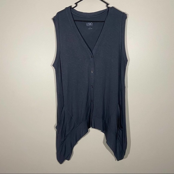 Logo By Lori Goldstein Button Up V Neck Vest